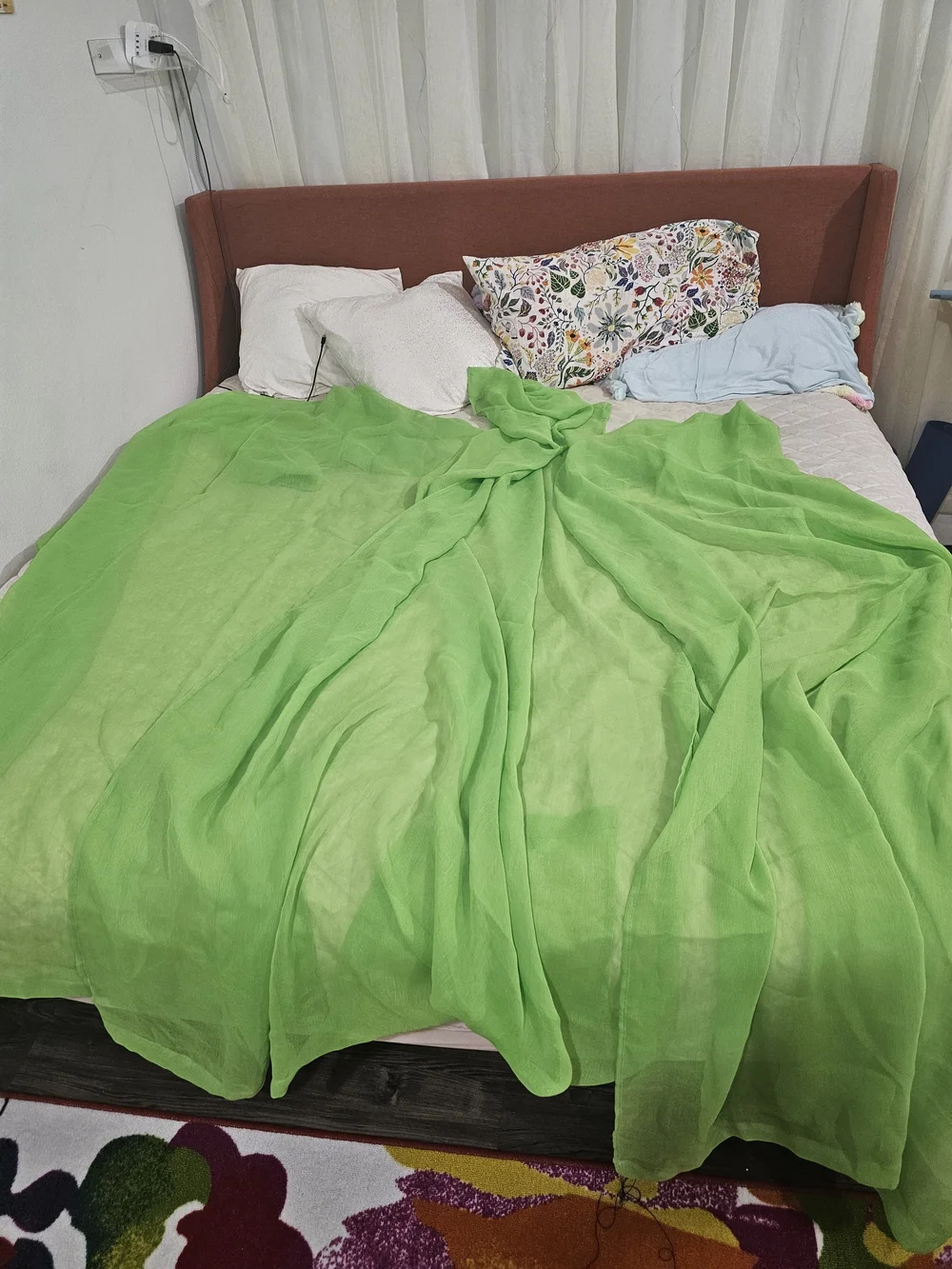 Sheer Rod Pocket Window Curtains Panel - Lime Green